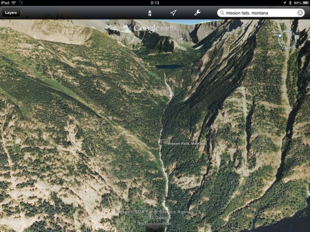 (mission range with mission falls, as seen on google earth