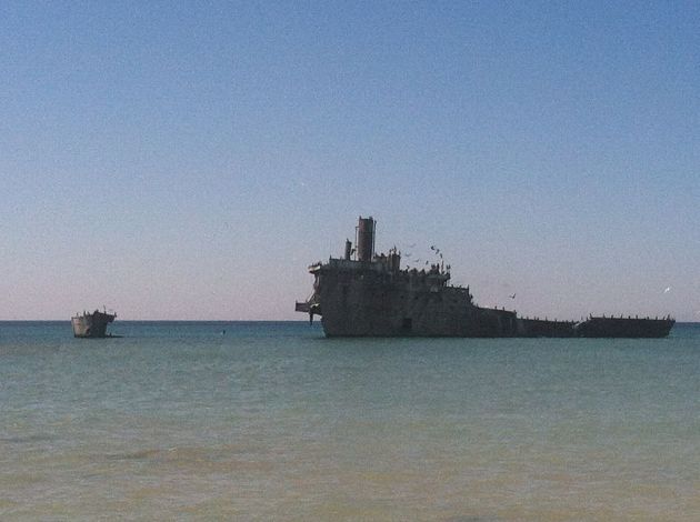(the Francisco Morazan is visible from the south end of South Manitou Island where she was bashed onto shore in a storm)